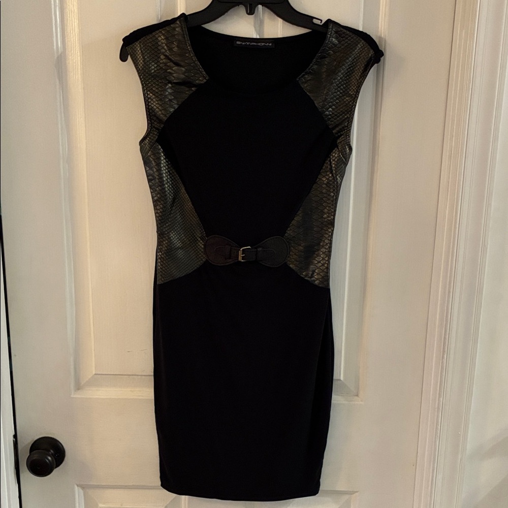 Vintage Dots Black Mini Dress with Belt